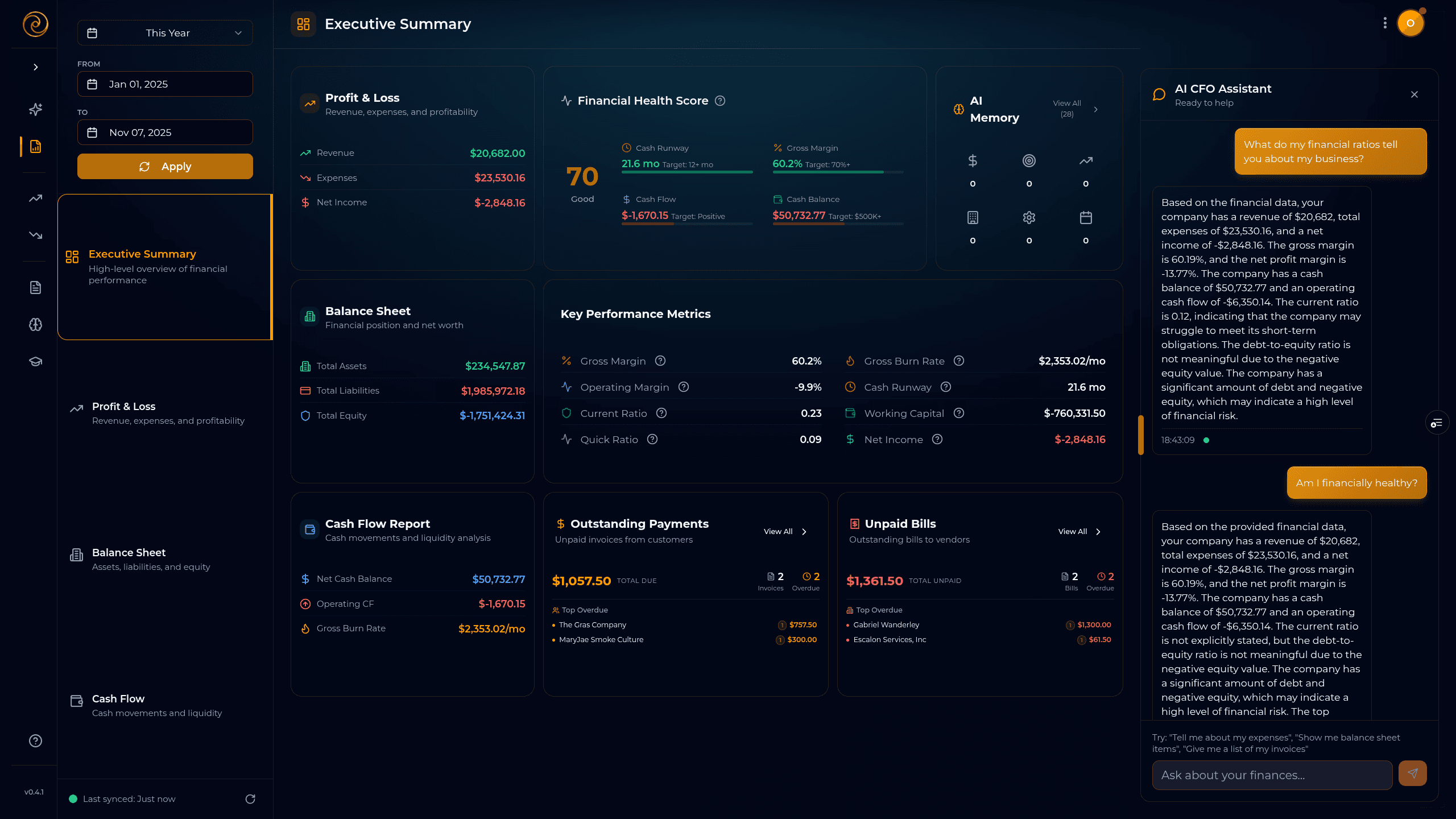 Midas Dashboard - Dark Theme